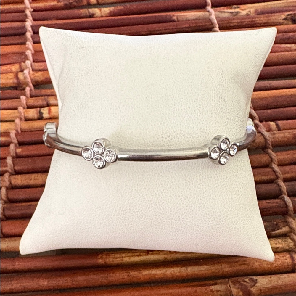 Lia Sophia Silver Bangle Bracelet with Crystal Design